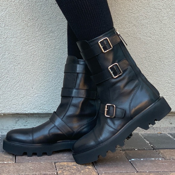 Distressed Military Lug Platform Sole Combat Boots - Picture 7 of 8